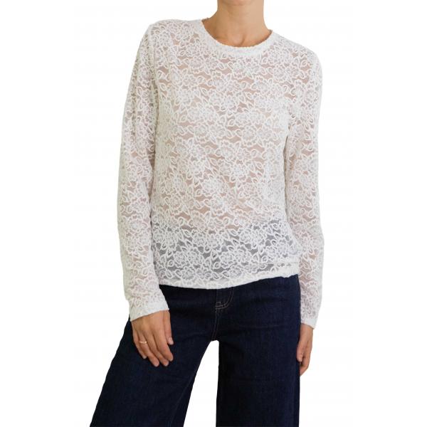 Maglia girocollo in pizzo Options